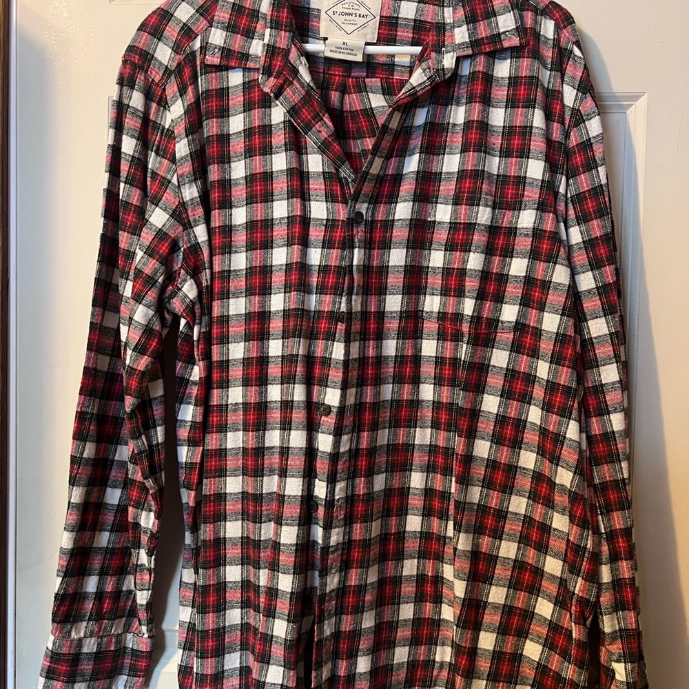 St. John's Bay Red and Black Plaid Men's Shirt